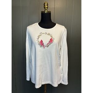 Croft & Barrow L Large Cotton  Long Sleeved Holiday Cardinal Top